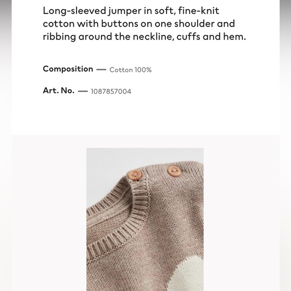 H&M 2T Long sleeve sweat top with bunny in soft knit cotton EUC - Picture 5 of 7